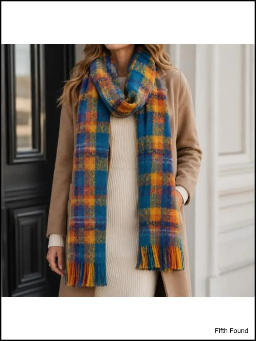 Oversized Tartan Plaid Scarf Shawl Wrap Blanket Polyester Fall Winter